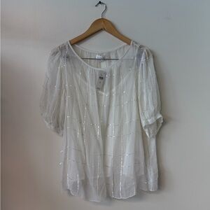 Velvet by Graham & Spencer White Sheer Blouse